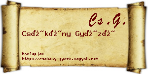 Csákány Győző névjegykártya